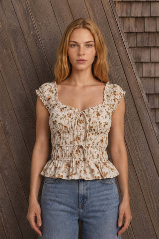 Fiona Floral Front Tie Top - Rise and Redemption