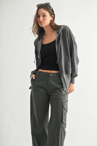 Fleece Hoodie Jacket with Tapered Sleeves - Rise and Redemption