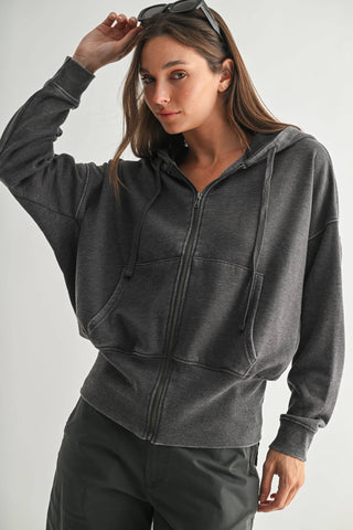 Fleece Hoodie Jacket with Tapered Sleeves - Rise and Redemption