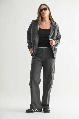 Fleece Hoodie Jacket with Tapered Sleeves - Rise and Redemption