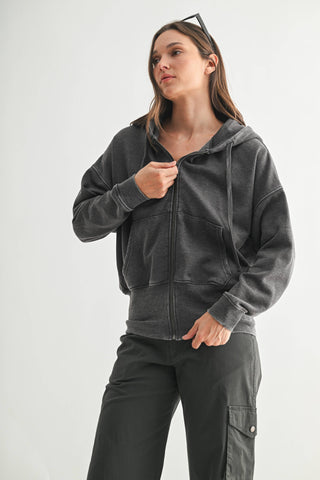 Fleece Hoodie Jacket with Tapered Sleeves - Rise and Redemption