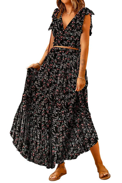 Floral Crop Top and Maxi Skirt Set - Rise and Redemption