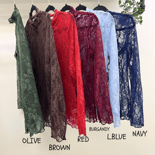 Floral Print Lace Long Sleeve Top KRT1739 - Rise and Redemption