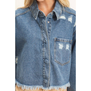 Freya Frayed Hem Denim Jacket - Rise and Redemption