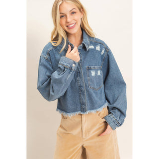 Freya Frayed Hem Denim Jacket - Rise and Redemption