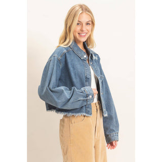 Freya Frayed Hem Denim Jacket - Rise and Redemption