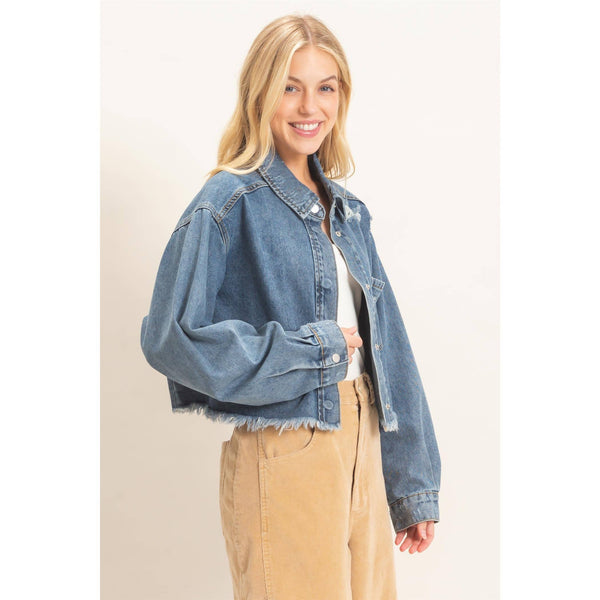 Freya Frayed Hem Denim Jacket - Rise and Redemption