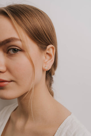 Gemstone Prong - Clear Quartz - Gold Earrings - Rise and Redemption