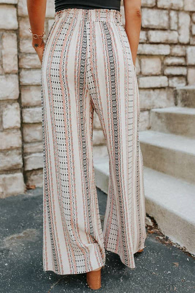Geometric Smocked Waist Wide Leg Pants - Rise and Redemption
