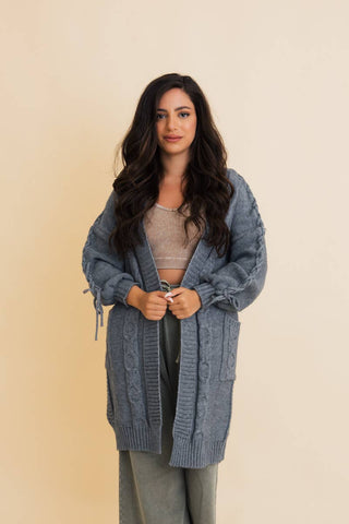 Get Cozy Cable Knit Oversized Cardigan w/ Adjustable Sleeves - Rise and Redemption