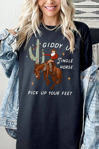 Giddy Up Jingle horse Graphic Heavyweight Tee - Rise and Redemption