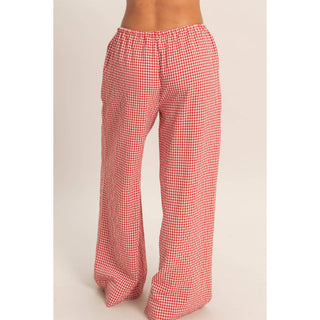 Gingham Drawstring Wide - Leg Pants - Rise and Redemption