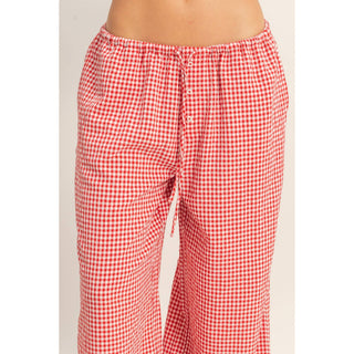Gingham Drawstring Wide - Leg Pants - Rise and Redemption
