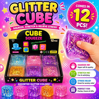 Glitter Cube Squeeze Ball – Glitter Ice Cube Edition - Rise and Redemption
