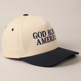 God Bless America Embroidered Two-Tone Canvas Cap - Rise and Redemption
