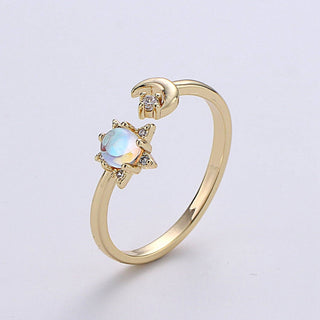 Gold Plated Crescent Moon Adjustable Ring R087 - Rise and Redemption