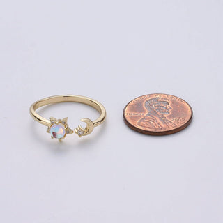 Gold Plated Crescent Moon Adjustable Ring R087 - Rise and Redemption