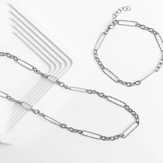 Gold Stainless Steel Long Paperclip Textured Chain Necklace - Rise and Redemption