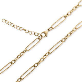 Gold Stainless Steel Long Paperclip Textured Chain Necklace - Rise and Redemption