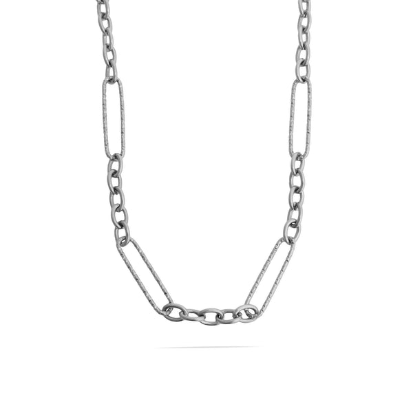 Gold Stainless Steel Long Paperclip Textured Chain Necklace - Rise and Redemption