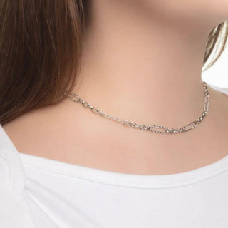 Gold Stainless Steel Long Paperclip Textured Chain Necklace - Rise and Redemption
