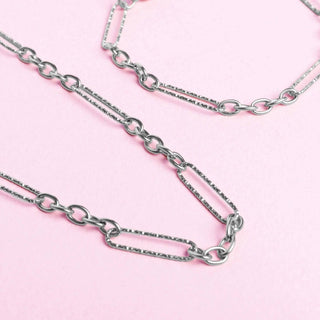Gold Stainless Steel Long Paperclip Textured Chain Necklace - Rise and Redemption