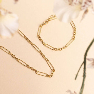 Gold Stainless Steel Long Paperclip Textured Chain Necklace - Rise and Redemption