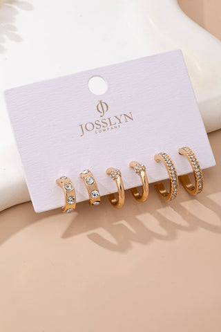 Gold - Tone Crystal Huggie Hoop Earring Set | 80E61880 - Rise and Redemption