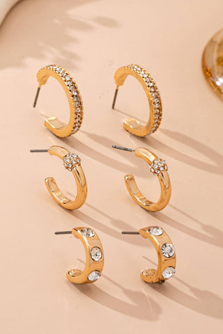 Gold - Tone Crystal Huggie Hoop Earring Set | 80E61880 - Rise and Redemption