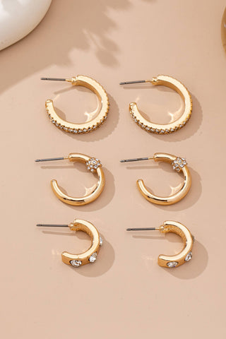 Gold - Tone Crystal Huggie Hoop Earring Set | 80E61880 - Rise and Redemption