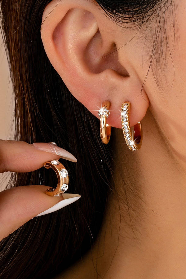 Gold - Tone Crystal Huggie Hoop Earring Set | 80E61880 - Rise and Redemption