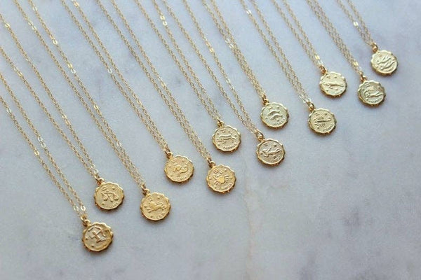Gold Zodiac Necklace, Coin Zodiac, Zodiac Jewelry Gift - Rise and Redemption