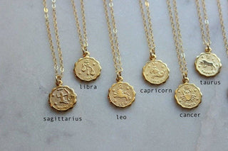 Gold Zodiac Necklace, Coin Zodiac, Zodiac Jewelry Gift - Rise and Redemption