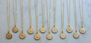 Gold Zodiac Necklace, Coin Zodiac, Zodiac Jewelry Gift - Rise and Redemption