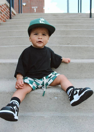 Green Checker Basketball Shorts - Rise and Redemption