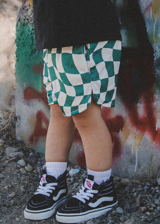Green Checker Basketball Shorts - Rise and Redemption
