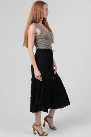 H6315 - ASIS TIE WAIST WAVY RUFFLE MAXI SKIRT - Rise and Redemption
