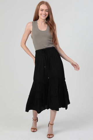 H6315 - ASIS TIE WAIST WAVY RUFFLE MAXI SKIRT - Rise and Redemption