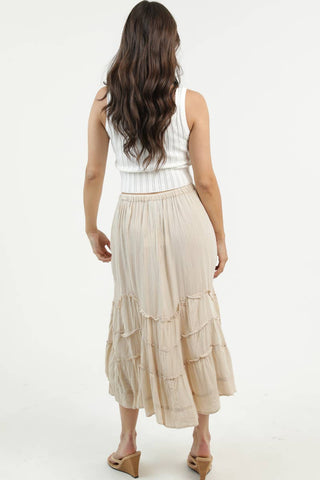 H6315 - ASIS TIE WAIST WAVY RUFFLE MAXI SKIRT - Rise and Redemption