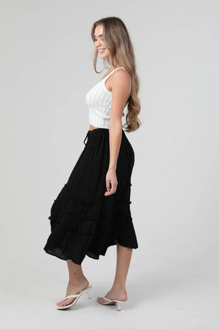 H6315 - ASIS TIE WAIST WAVY RUFFLE MAXI SKIRT - Rise and Redemption
