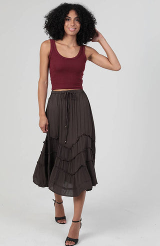 H6315 - ASIS TIE WAIST WAVY RUFFLE MAXI SKIRT - Rise and Redemption