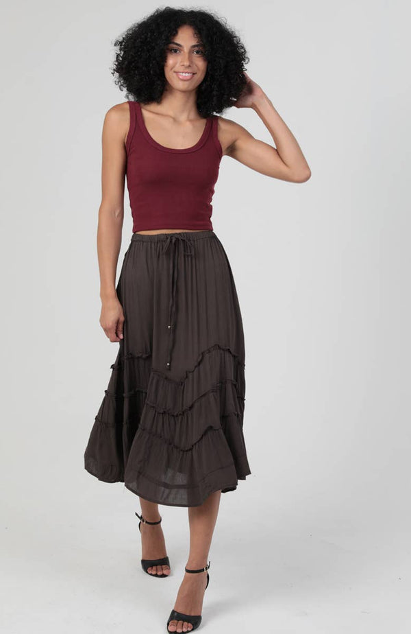 H6315 - ASIS TIE WAIST WAVY RUFFLE MAXI SKIRT - Rise and Redemption