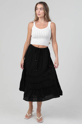 H6315 - ASIS TIE WAIST WAVY RUFFLE MAXI SKIRT - Rise and Redemption