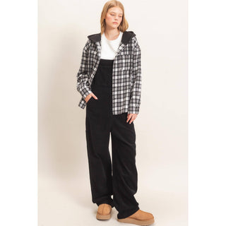 Hallie Hooded Plaid Button-Up Shirt - Rise and Redemption