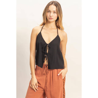 Halter Tie Front Top With Beads Detail - Rise and Redemption