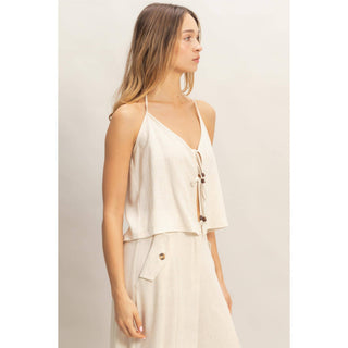 Halter Tie Front Top With Beads Detail - Rise and Redemption