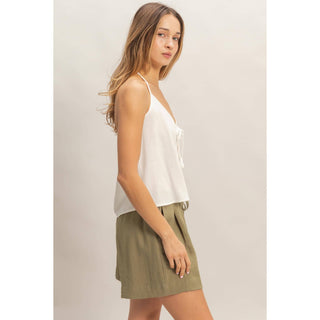 Halter Tie Front Top With Beads Detail - Rise and Redemption