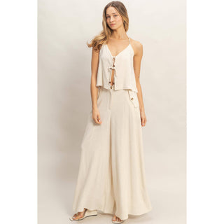 Halter Tie Front Top With Beads Detail - Rise and Redemption