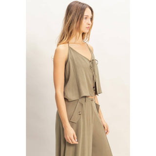 Halter Tie Front Top With Beads Detail - Rise and Redemption