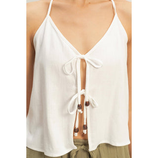 Halter Tie Front Top With Beads Detail - Rise and Redemption